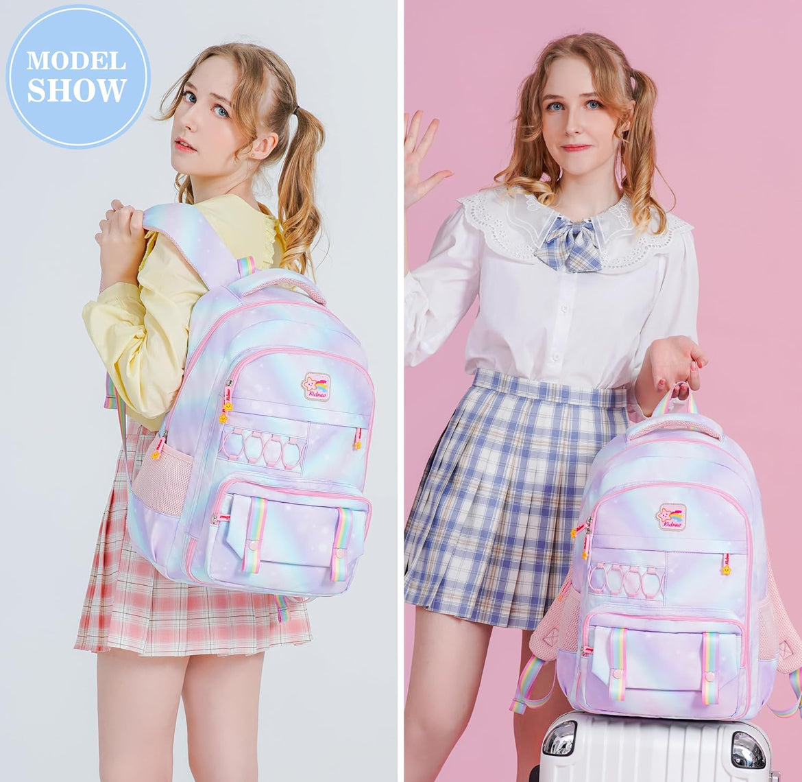 Girls Backpack 15.6 Inch Laptop School Bag Cute Kids Kindergarten Elementary Backpacks Middle Schoolbag Large Bookbags for Women Teens Students Anti Theft Travel Daypack (Purple)