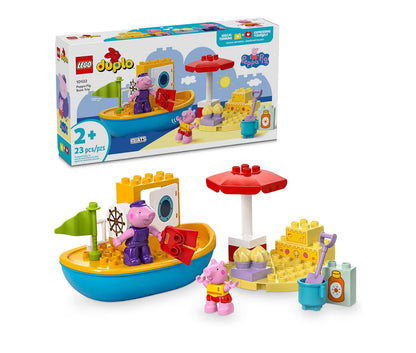 LEGO DUPLO Peppa Pig Bootsrit Badspeelding, Boublok Leerstel met 2 Peppa Pig Figure Ingesluit, Waterspeelding