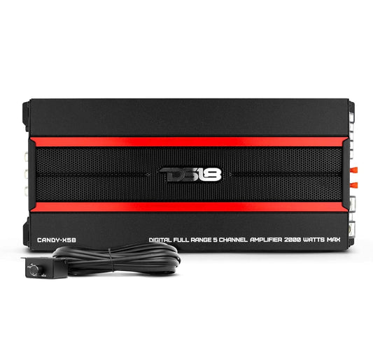 DS18 CANDY-X5B Class D  5 Channels, 2000 Watts Max W/ Remote Sub Level Controller -NEW