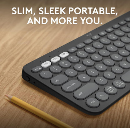 Logitech Pebble Keys 2 K380s, Multi-Toestel Bluetooth Draadlose Sleutelbord met Aanpasbare Kortpaaie, Slank en Draagbaar, Maklike Skakeling vir Windows, macOS, iPadOS, Android, Chrome OS - Tonal Grafiet