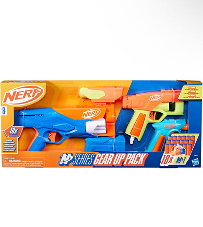 Nerf N Series Gear Up Pack, 3X Blasters, 18 Nerf N1 Darts, Kids Gifts, Outdoor Games, Ages 8+