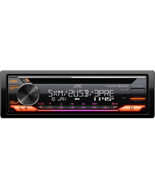 JVC KD-T925BTS Bluetooth-motorradioreceiver met USB-poort – LCD-skerm - AM/FM-radio - MP3-speler - Dubbel DIN – 13-band EQ (Swart)