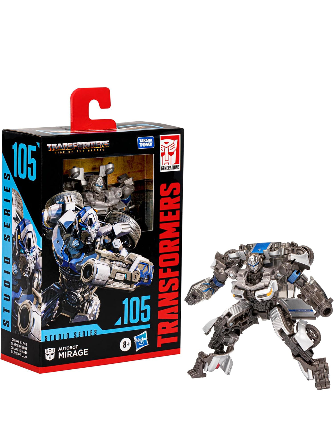 Transformers Speelgoed Studio Series Deluxe Rise of The Beasts 105 Autobot Mirage Speelding, 4.5-duim, Aksiefiguur vir Seuns en Dogters Ouderdomme 8 en Op