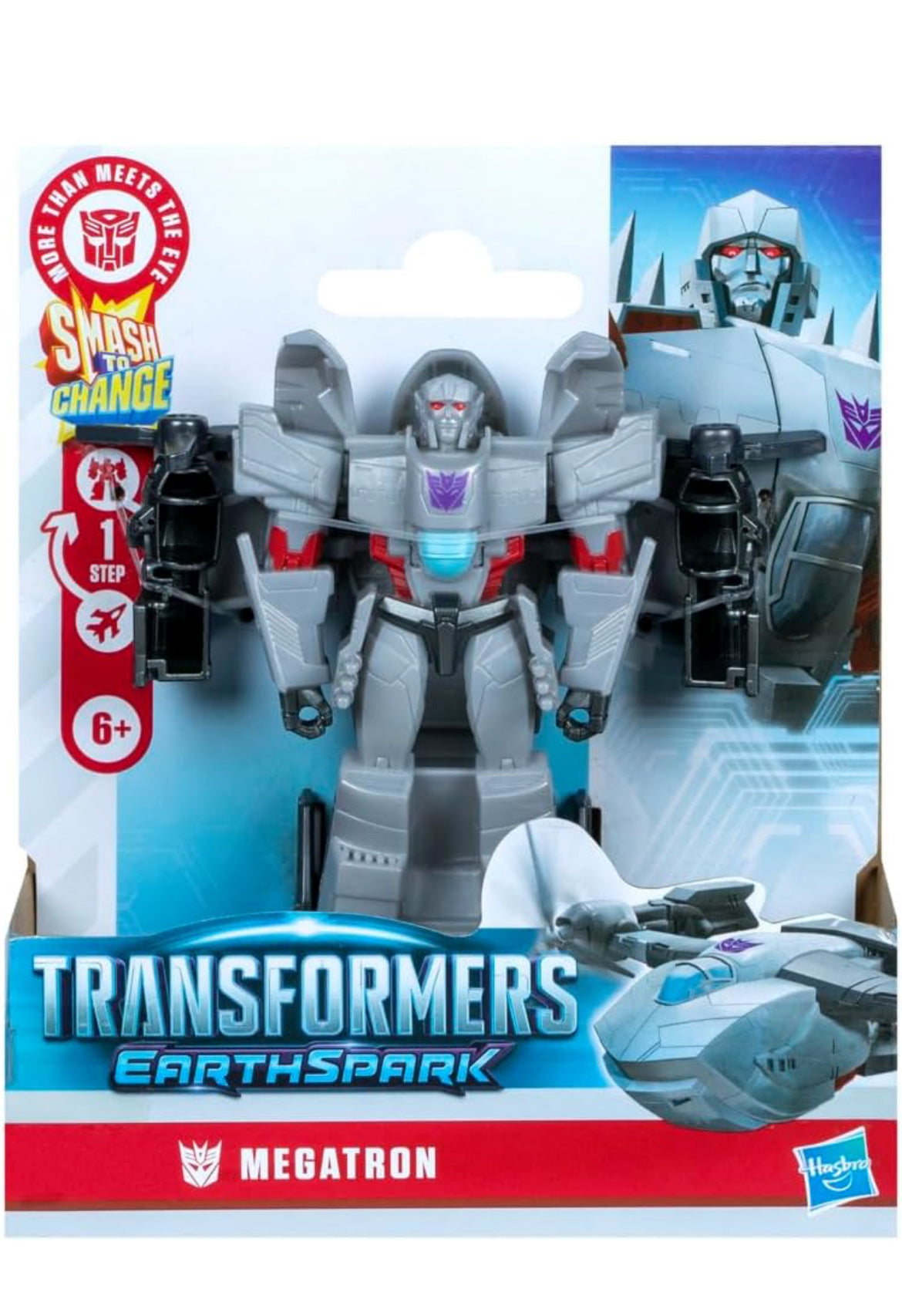 Transformers EarthSpark 1-Step Smash Changers Megatron 4-Inch Action Figure, Robot Toys for Boys and Girls 6 and Up