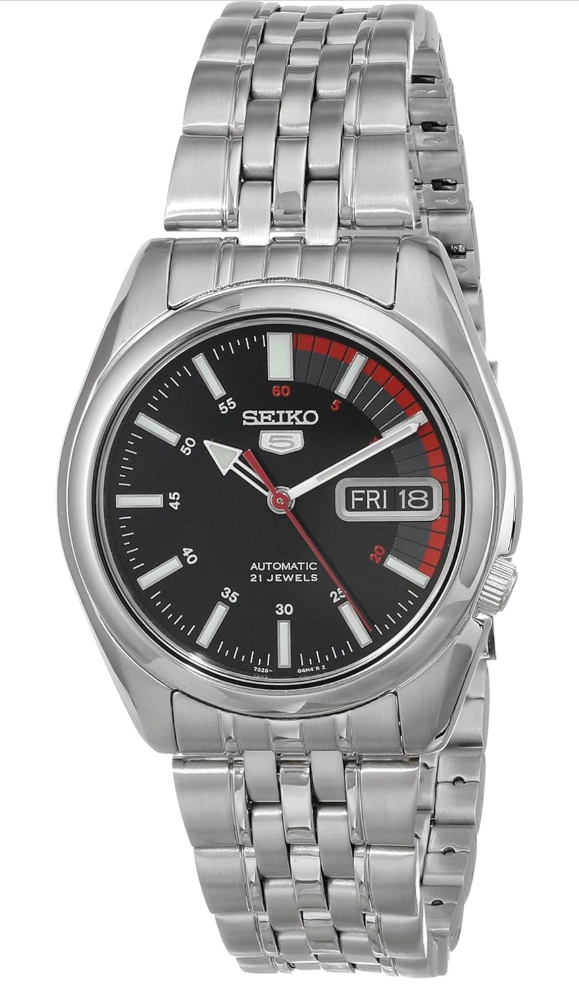 Seiko 5 Outomatiese Vlekvrye Staalhorlosie - Swart