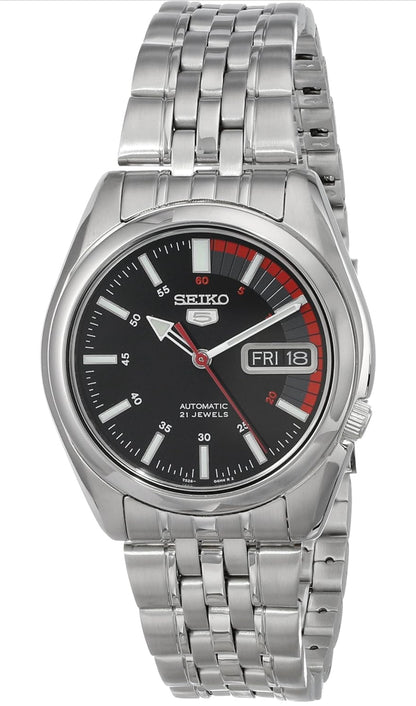 Seiko 5 Outomatiese Vlekvrye Staalhorlosie - Swart