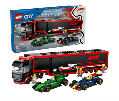 LEGO City F1 Trok met RB20 & AMR24 F1 Resiesmotor Modelmotor Bou-speelgoedstel - F1 Versamelstuk