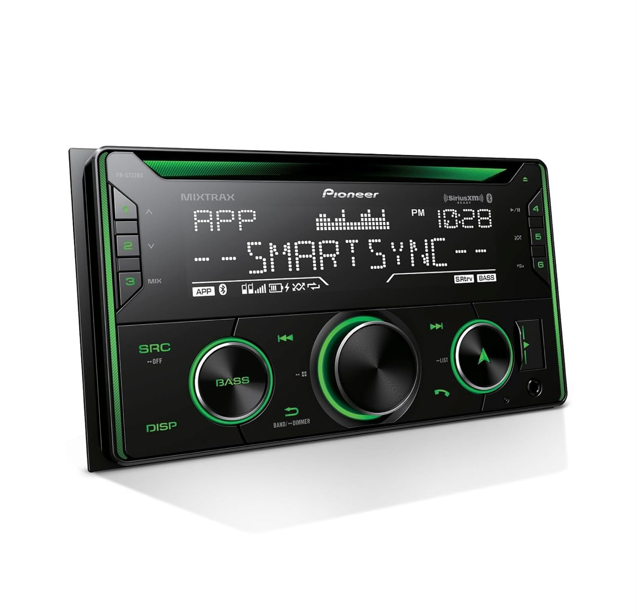 Pioneer FH-S722BS Dubbel Din Bluetooth CD Ontvanger – Ingeboude Bluetooth, USB/AUX Ingange, Pioneer Smart Sync, Hands-free Oproepe, Verbeterde Klank in die Motor