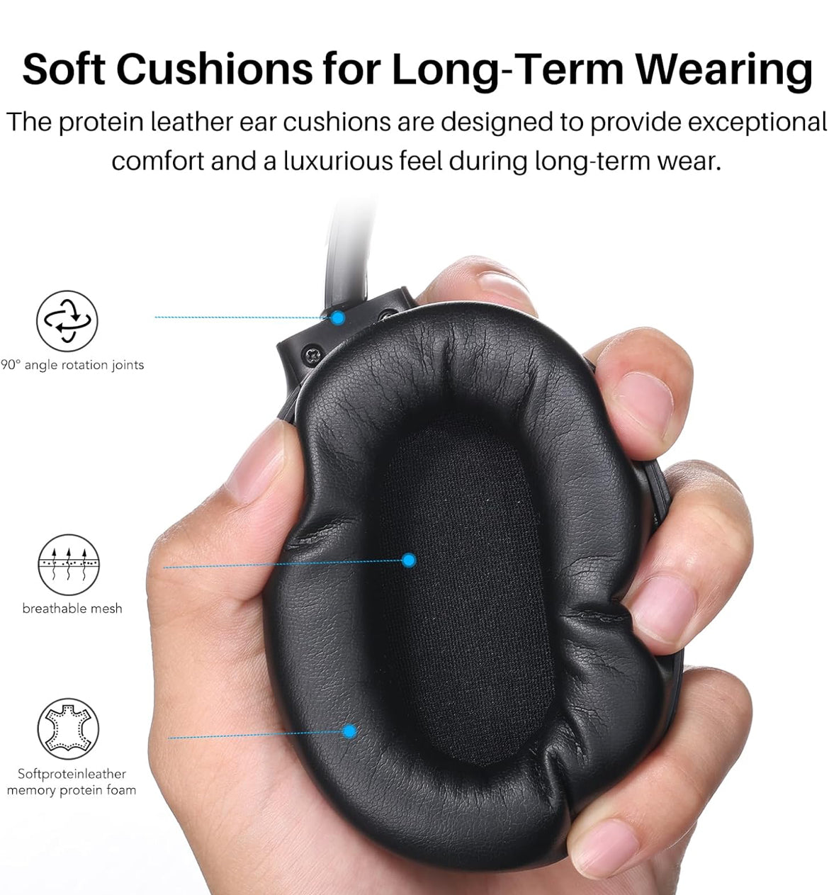 Hybrid Active Noise Cancelling Headphones, Wireless Over Ear Bluetooth, 40H Playtime, Hi-Res Audio Custom EQ, Comfort Fit Ear Cups (Black)