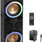 Portable Bluetooth PA Speaker System 1200W Outdoor Portable PA System w/Microphone in, Party Lights, USB SD Card Reader, FM Radio, Rolling Wheels - Remote Control