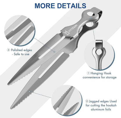 Hookah Charcoal Tongs - Thick Stainless Metal BBQ Kitchen Clips - 8.8" Long
Superior Polished Narguile Shisha Coals Tongs - Durable Heavy Duty Hookah Accessories - Good Handy (Chromium)