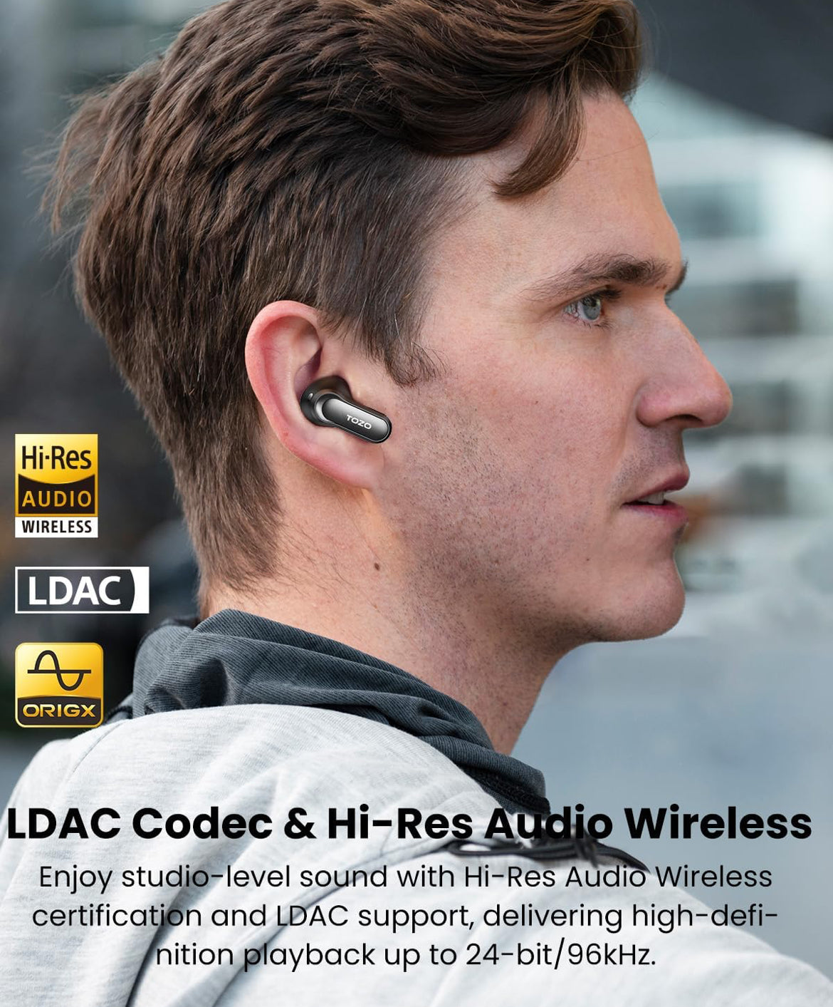 Pro Active Noise Cancelling Wireless Earbuds w/ Smart Touch Screen, LDAC Hi-Res Audio, Stereo Bass,IPX8 Waterproof - Wireless Charging