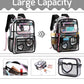 Girls Clear Backpack,2 PCS Large Backpacks Set,Heavy Duty Bookbag Stadium Approved Daypack Transparent Women Bag See Through Daypack for Kids Elementary Middle School Students Teens Sport Black