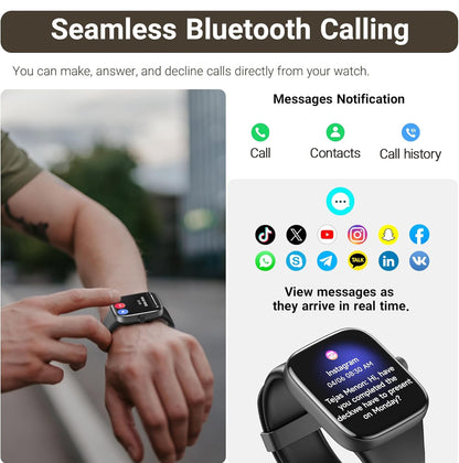 LED S7 Smart Watch Bluetooth Call 1.85" Ultra HD Screen, Dynamic Dials Messages Push 100+ Sports Modes