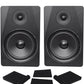 Rockville (2) DPM8B Dual Powered 8" 600w Active Recording Studio Monitors+Pads