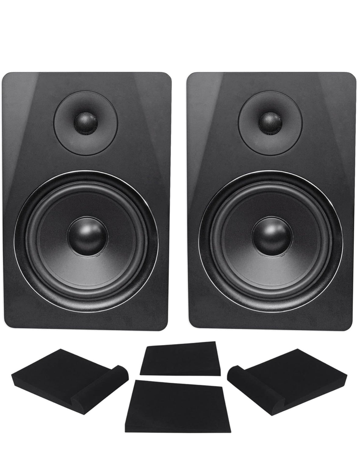 Rockville (2) DPM8B Dual Powered 8" 600w Active Recording Studio Monitors+Pads