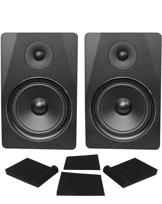 Rockville (2) DPM8B Dubbele Aangedrewe 8" 600w Aktiewe Opnameateljee Monitors+Blokke