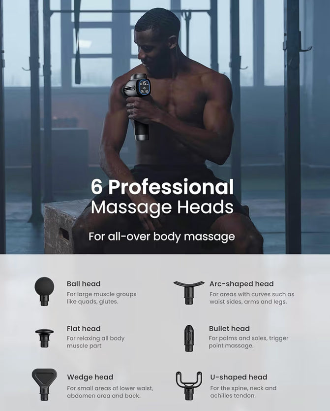 C4 Gray -  Massage Gun Deep Tissue, Percussion Muscle Electric Handheld Massager Gun