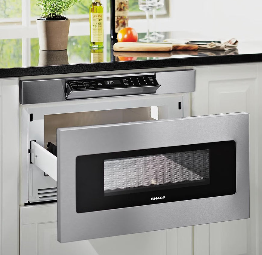 SHARP SMD3070ASY Microwave Drawer Oven, 30-inch, 1.2 Cubic Feet, 950 Watt, Concealed Angled Touch Control Panel with Digital LCD Display, Stainless Steel