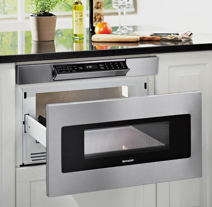 SHARP SMD3070ASY Microwave Drawer Oven, 30-inch, 1.2 Cubic Feet, 950 Watt, Concealed Angled Touch Control Panel with Digital LCD Display, Stainless Steel