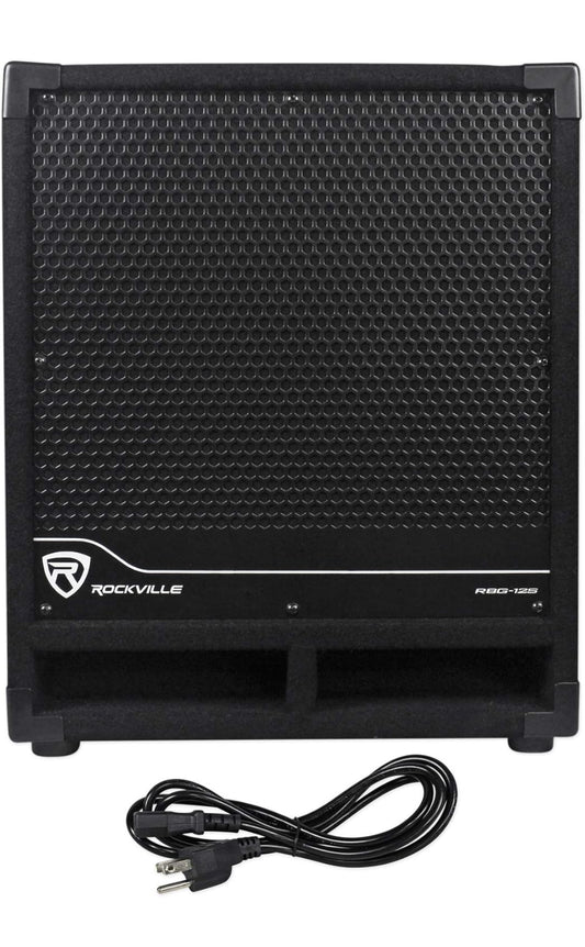 Rockville RBG12S 12" 1400 Watt Aktiewe Aangedrewe PA Subwoofer DJ/Pro+Staal Wiele