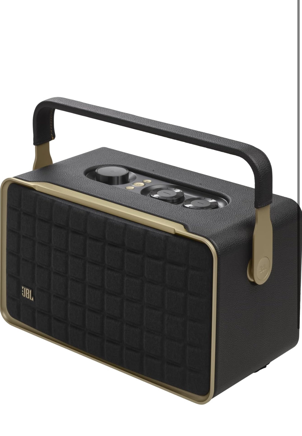 JBL Authentics 300 - Retro Style Wireless Bluetooth/WiFi Home Speaker, Built in Battery (4800mAh) - (Black/Gold)