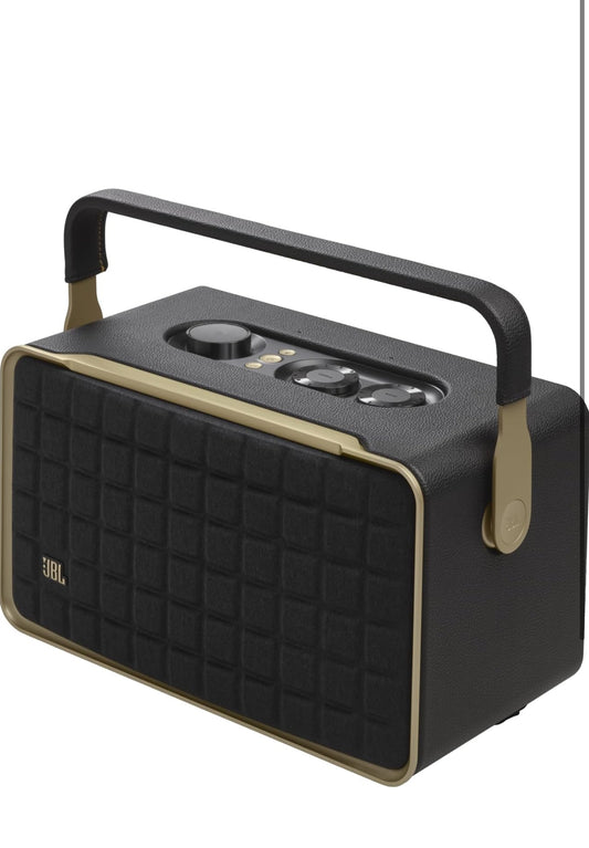 JBL Authentics 300 - Retro Style Wireless Bluetooth/WiFi Home Speaker, Built in Battery (4800mAh) - (Black/Gold)