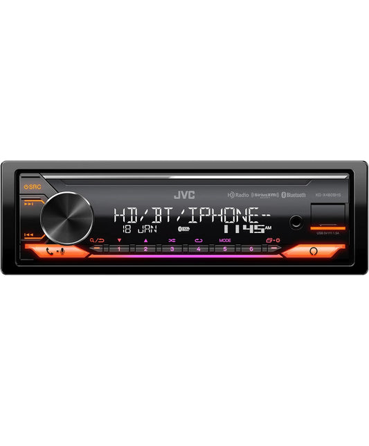 JVC KD-X480BHS Multimedia Motorradio, Enkel DIN, Ingeboude Amazon Alexa, Bluetooth Oudio en Hands-vrye Oproepe, MP3, USB, AUX-ingang, AM/FM-radio-ontvanger, SiriusXM-gereed, HD Radio