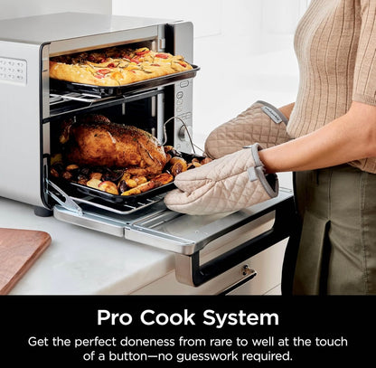 Ninja Countertop Oond Double Stack XL & Air Fryer met Pro Cook System, 12-in-1, Flexdoor, FlavorSeal, SMART FINISH met DualZone Tegnologie, Air Fryer, Bak, Braai, Herverhit, Vlekvrye Staal, DCT651
