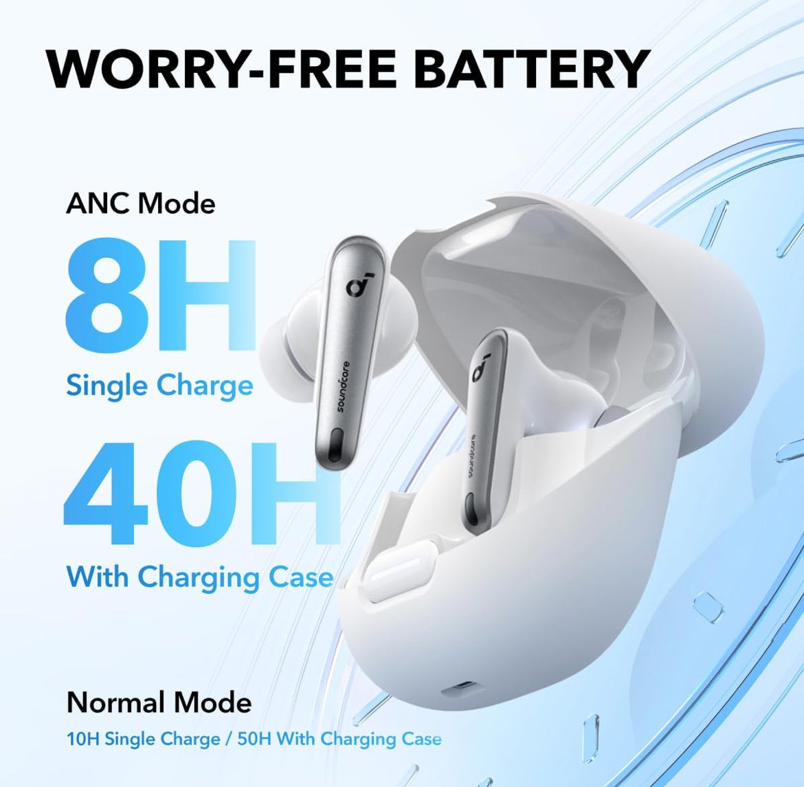 Soundcore by Anker Liberty 4 NC Noise Cancelling Earbuds, 98.5% Noise Reduction, Adaptive Noise Cancelling to Ears and Environment, Hi-Res Sound, 50H Battery, Wireless Charging, Bluetooth 5.3