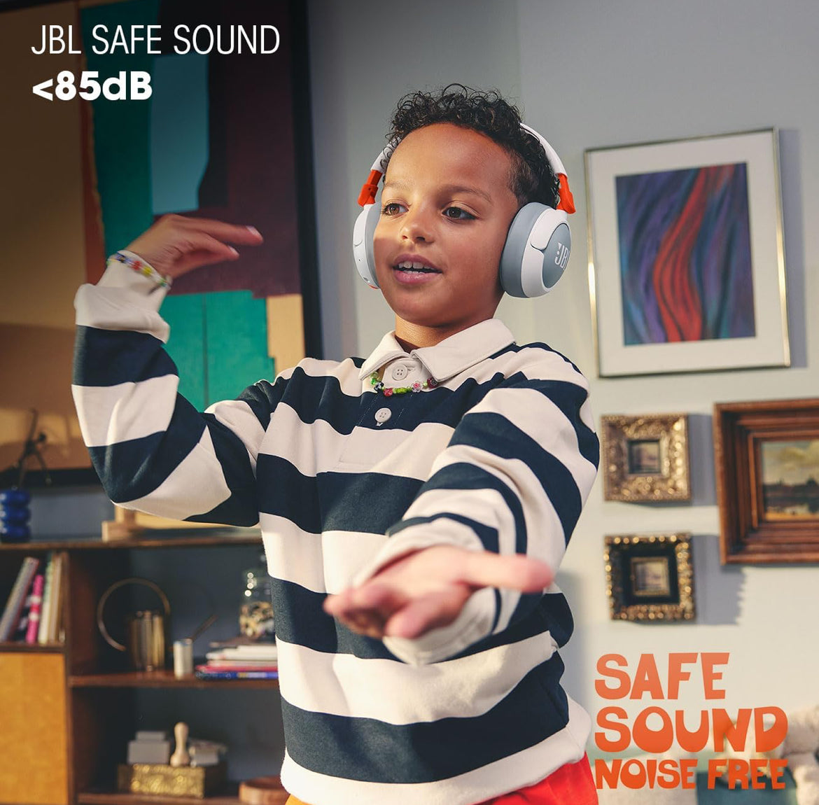 JBL Junior 470NC - Wireless Over-Ear Noise Cancelling Kids Headphones Safe Sound (<85dB), Fit for Kids, Parental Control with Customizable Volume & Playtime and 50Hr Battery Life (White)