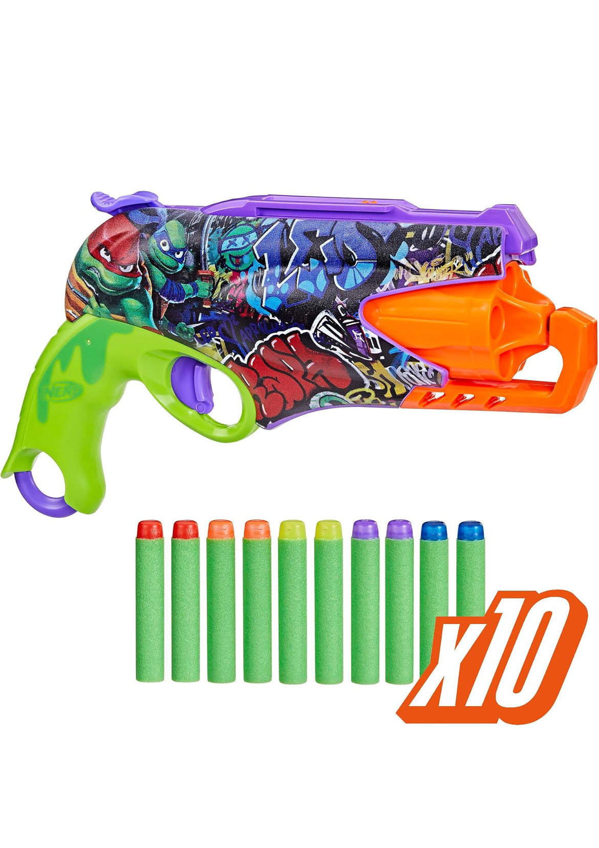Nerf Teenage Mutant Ninja Turtles Blaster, 10 Elite Darts, Toy Foam Blasters, Ages 8 and Up