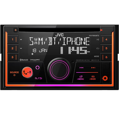 JVC KW-R950BTS Bluetooth Motorradio-Ontvanger met USB-poort – LCD-skerm – AM/FM-radio – MP3-speler – Dubbel-DIN – 13-band EQ (Swart)