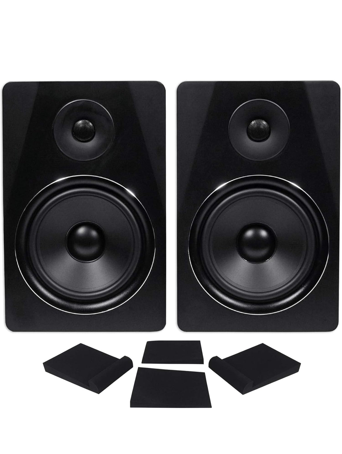 Rockville Pair APM8B 8" 2-Way 500 Watt Powered USB Studio Monitor Speakers+Pads
