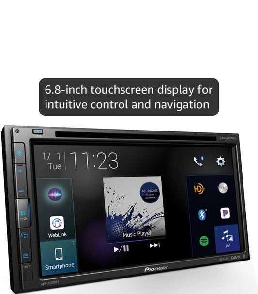 Pioneer 6.8" Capacitive Touchscreen Double Din Car Stereo DVD Multimedia Receiver, Wired Apple CarPlay & Android Auto, Bluetooth, Backup Camera, SiriusXM, HD Radio, FLAC, Hi-Volt RCA
