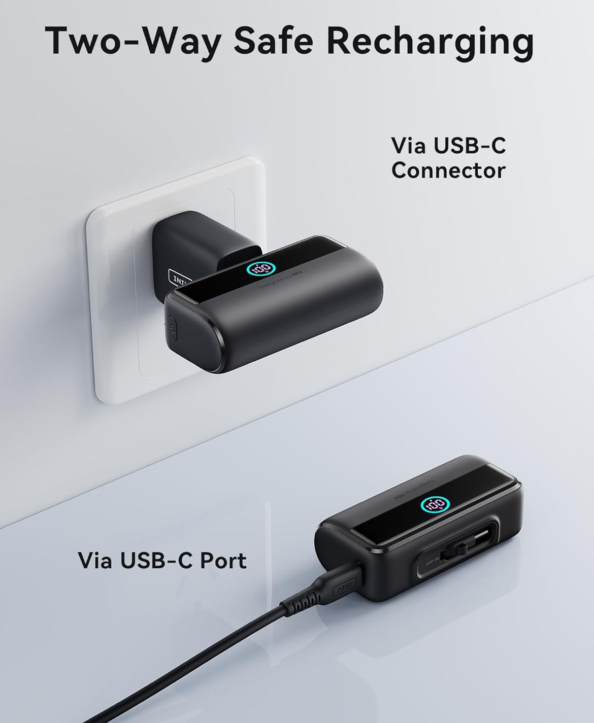 INIU Mini Portable Charger, 5500mAh Power Bank with Build-in USB-C Connector, 22.5W PD Fast Charging USB C in&Out Battery Pack, External Phone Charger for iPhone 16/15, Samsung S23 S22, Google etc