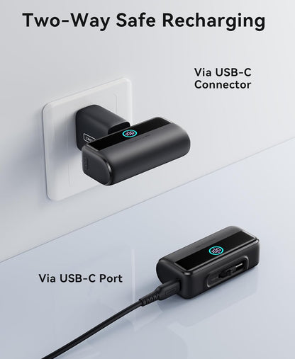 INIU Mini Portable Charger, 5500mAh Power Bank with Build-in USB-C Connector, 22.5W PD Fast Charging USB C in&Out Battery Pack, External Phone Charger for iPhone 16/15, Samsung S23 S22, Google etc