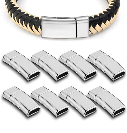 8 STUKS 10x3 mm Plat Leer Magnetiese Sluitings Armband Juweliersware Maak Magnetiese Sluitings Silwer Armband Metaal en Sluitings Selfdoen Sluiting vir Juweliersware Handwerk Maak Benodigdhede