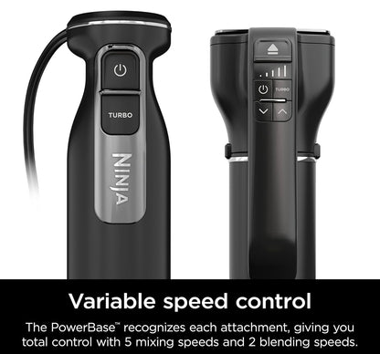 Ninja Handmenger, Dompelblender, Foodi Kragmengerstelsel, 750-Piek-Watt Handgedrae Emulsieblender & Elektriese Handmenger Kombinasie - Swart CI101
