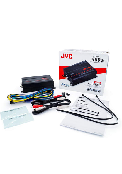 JVC KS-DR1004D 400 Watt 4-kanaal Brugbare Versterker vir Kar & Mariene en RZR/ATV/UTV/Kart Motorsport
