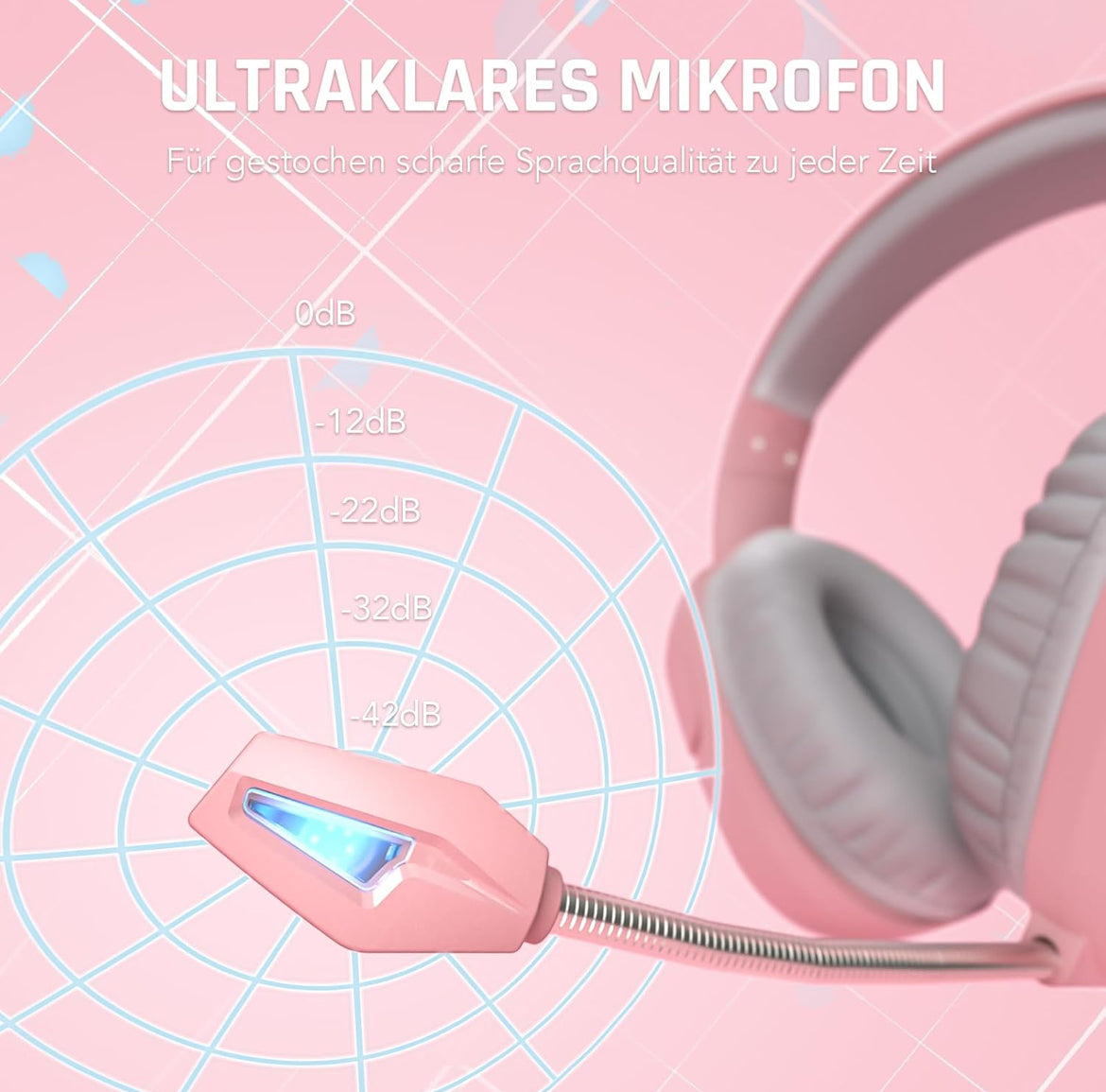Black Shark Gaming Headset All-in-1 Gaming Headphones with Ultra-Clear Bendable Mic - Pink