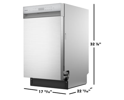 Sharp SDW4523MS 18-Inch Built-In Dishwasher, Stainless Steel, 47 dB, Third Rack, 8 Place Settings, 6 Wash Cycles