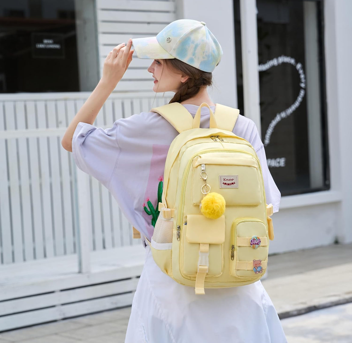 Backpack for girls Laptop Backpacks 15.6 Inch College Cute Bookbag Anti Theft Primary Elementary School Bag Casual Daypack for Teens Girls Women Students （Yellow