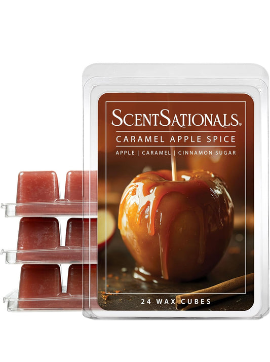 Scentsationals Wax Melts, Wax Cubes Strong Scent - Harvest Core Collection 2 Caramel Apple Spice - Long Lasting Scented - 10oz (PACK OF 4)