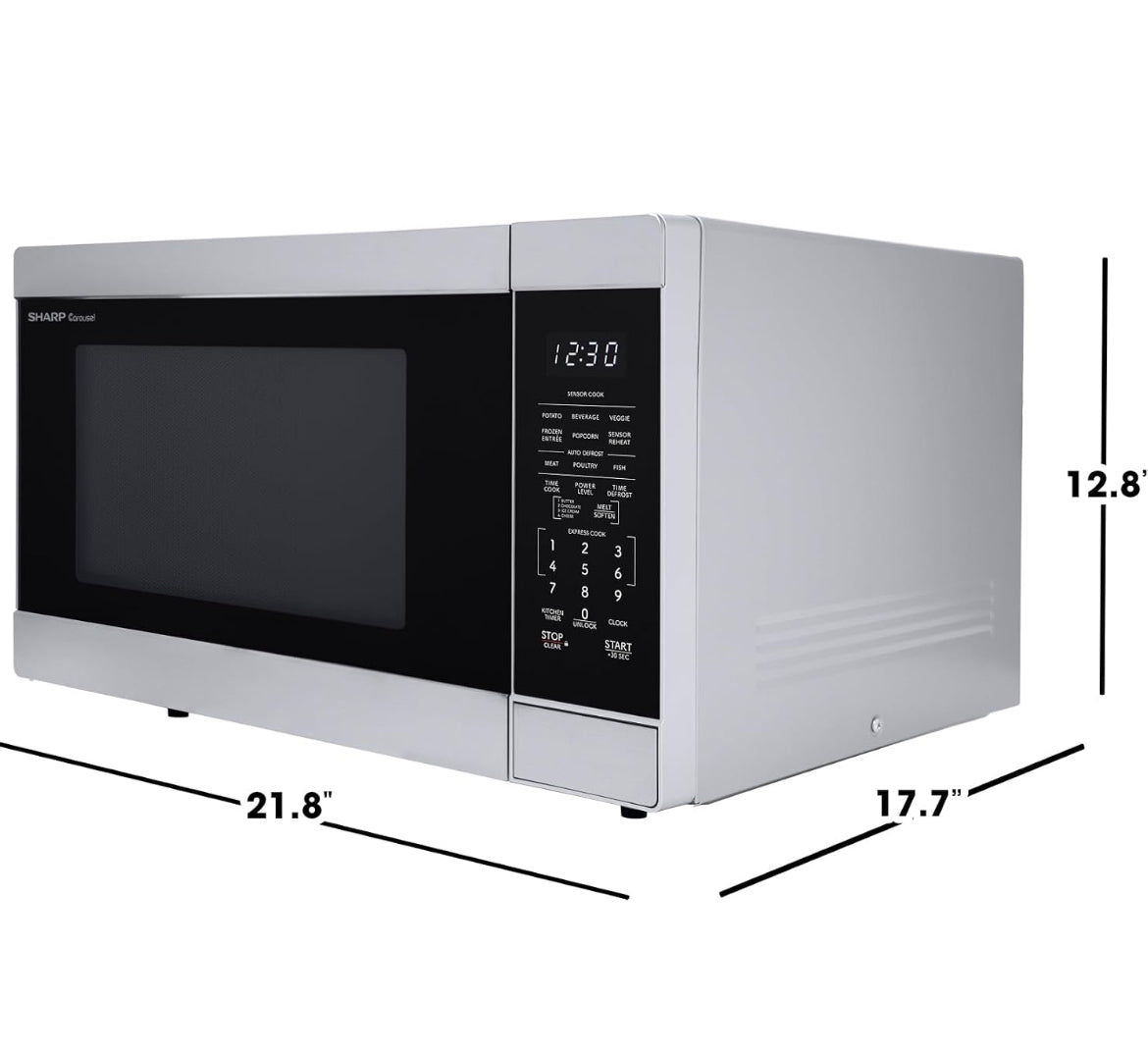 Sharp SMC1662KS 1.6 cu. ft. 1100W Stainless Steel Countertop Microwave Oven
1100 Watt, Removable 13.6" Carousel Turntable