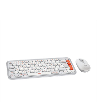 Logitech POP ICON Combo, Bluetooth-sleutelbord-en-muiskombinasie, Gemaklike Tik, programmeerbare Sleutels en Knoppies, Stil klikke, Maklike Skakel tot 3 Toestelle – Spierwit