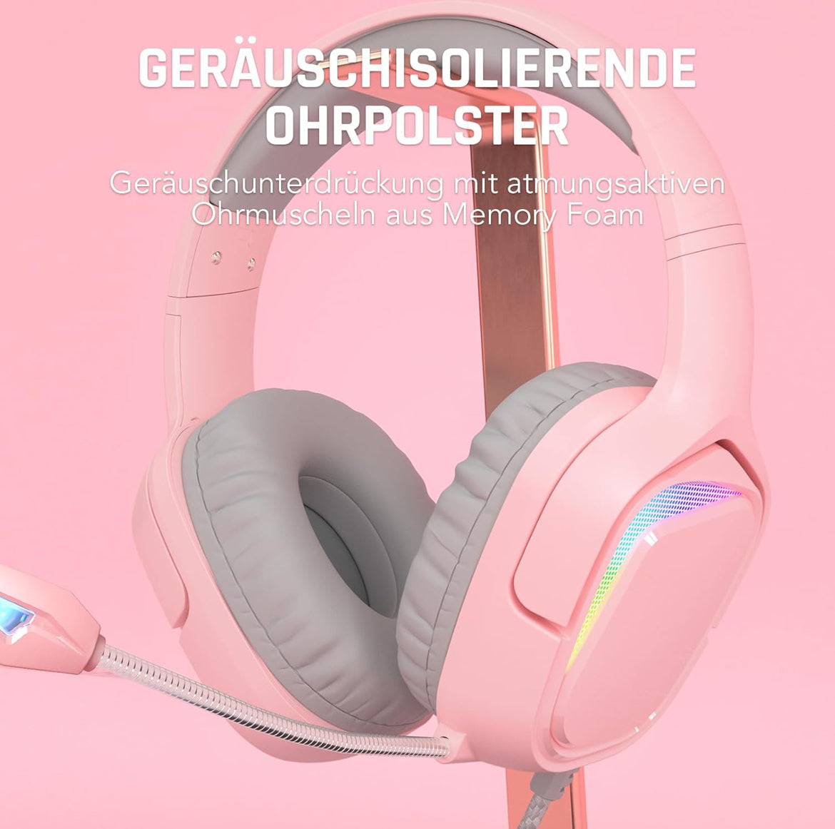 Black Shark Gaming Headset All-in-1 Gaming Headphones with Ultra-Clear Bendable Mic - Pink