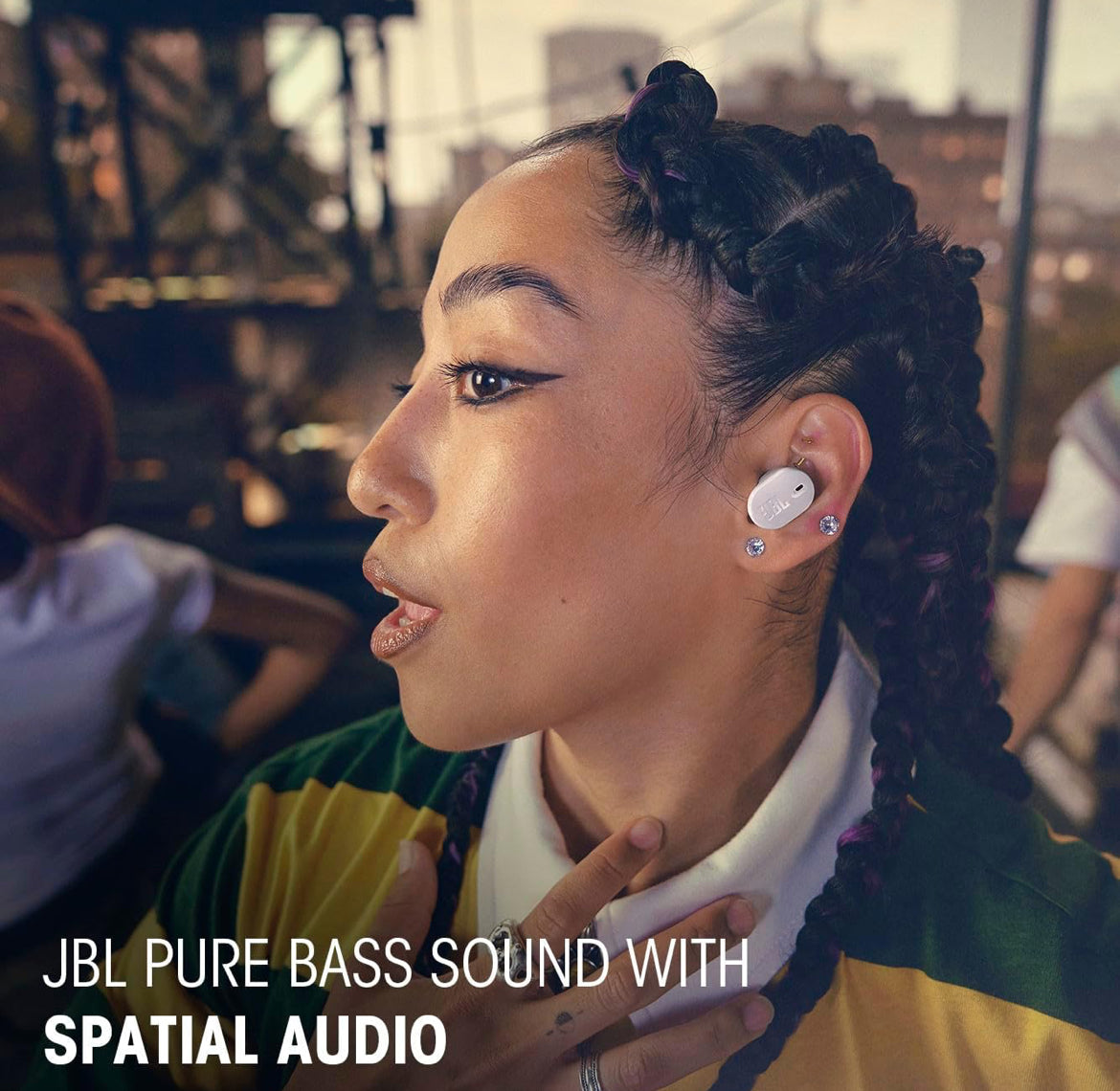 JBL Tune Buds 2 - True Wireless Noise Cancelling Earbuds Spatial Sound and Smart Ambient Technology IP54 Dust & Water Resistant (White)