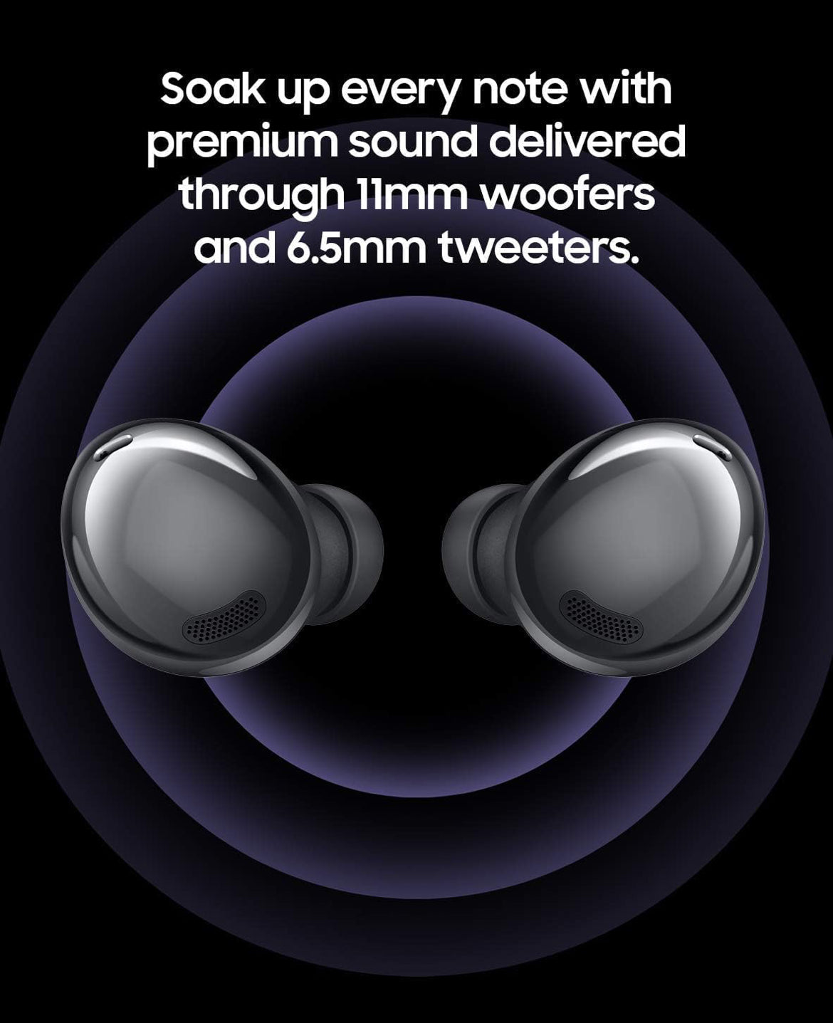 SAMSUNG Galaxy Buds Pro, Bluetooth-oorfone, Ware Koordloos, Geraasdempend, Laaikas, Klankgehalte, Waterbestand, Phantom Swart (VSA-weergawe) (Opgestel)