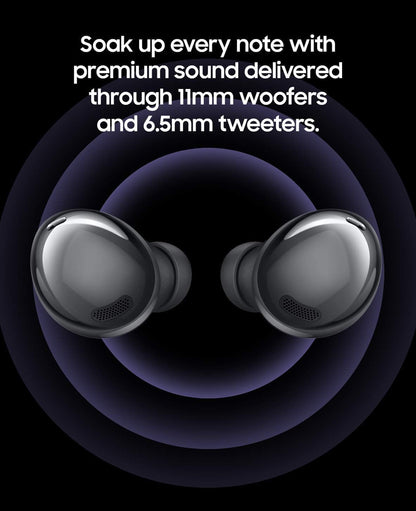 SAMSUNG Galaxy Buds Pro, Bluetooth-oorfone, Ware Koordloos, Geraasdempend, Laaikas, Klankgehalte, Waterbestand, Phantom Swart (VSA-weergawe) (Opgestel)